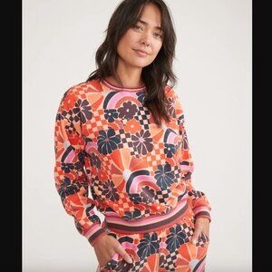 Marine Layer Amelia Colorful Floral Fleece Sweatshirt XS